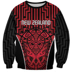 Custom Basketball New Zealand Sweatshirt Red Maori Ta Moko Indigenous - Aussie Hoodie