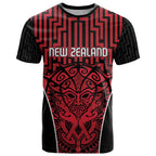 Custom Basketball New Zealand T Shirt Red Maori Ta Moko Indigenous - Aussie Hoodie