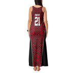 Custom Basketball New Zealand Tank Maxi Dress Red Maori Ta Moko Indigenous - Aussie Hoodie