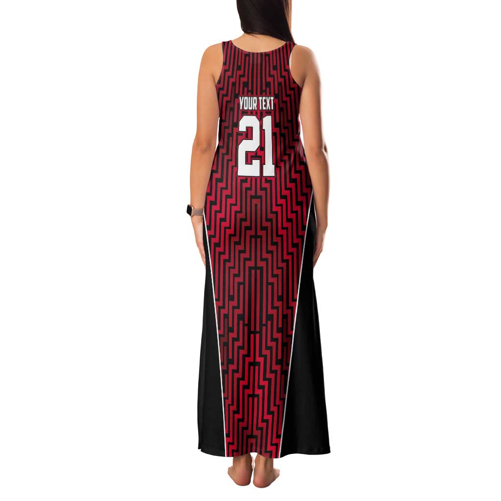 Custom Basketball New Zealand Tank Maxi Dress Red Maori Ta Moko Indigenous - Aussie Hoodie