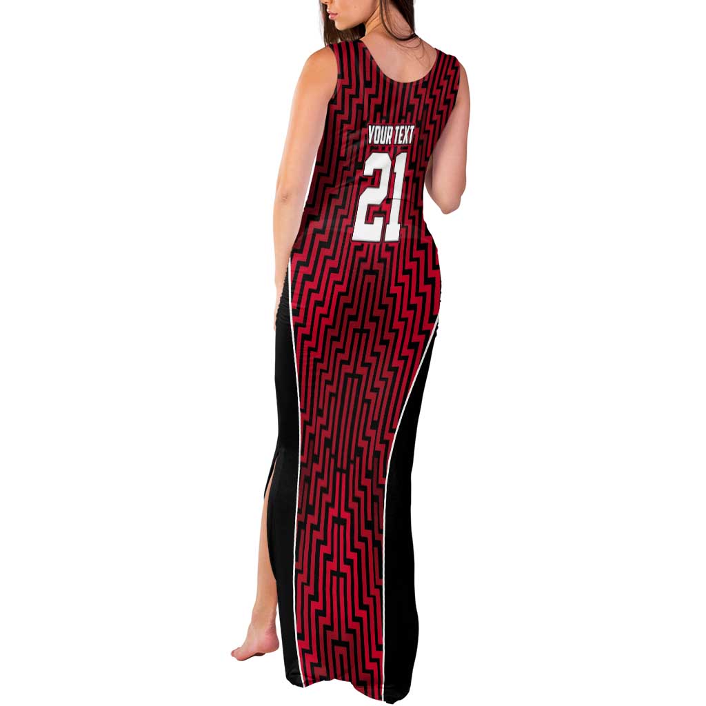 Custom Basketball New Zealand Tank Maxi Dress Red Maori Ta Moko Indigenous - Aussie Hoodie