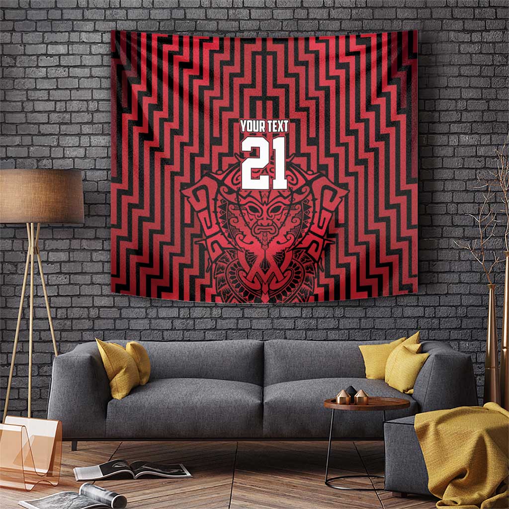 Custom Basketball New Zealand Tapestry Red Maori Ta Moko Indigenous - Aussie Hoodie