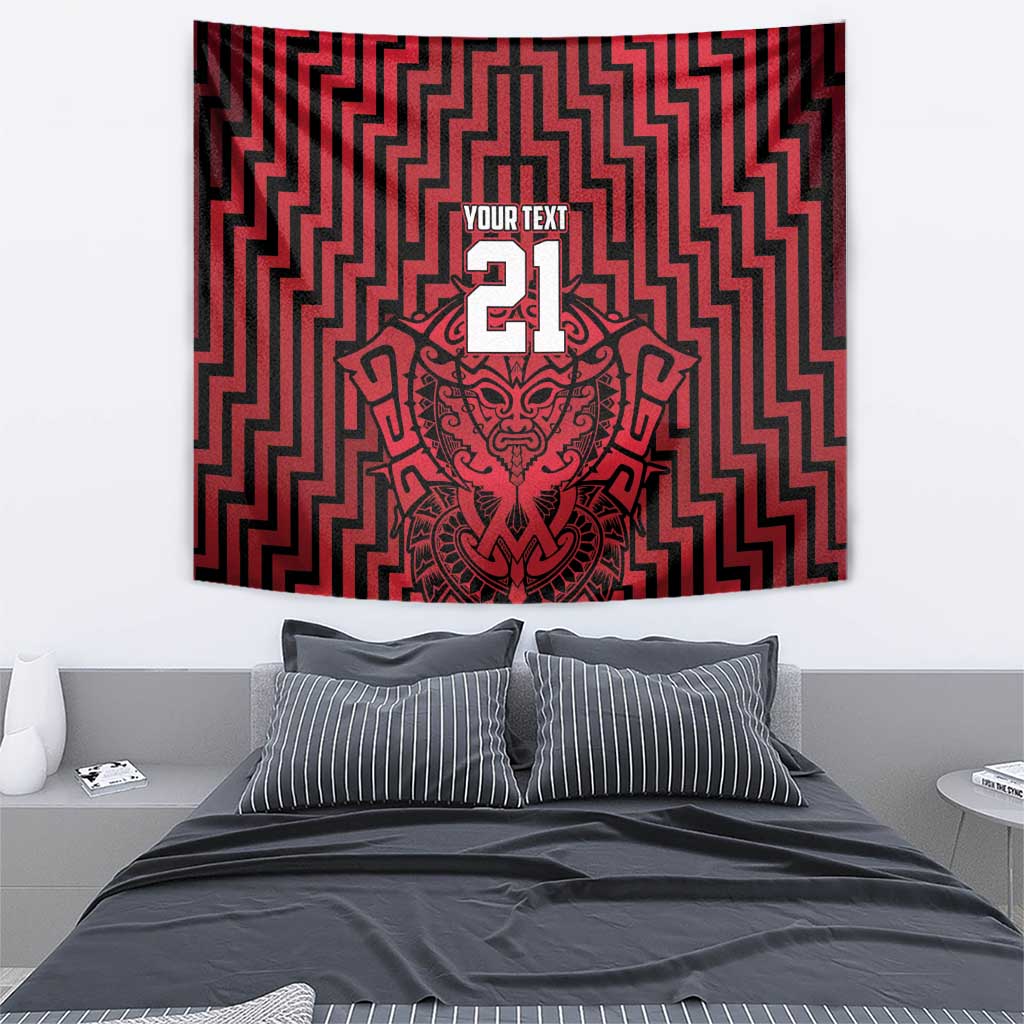 Custom Basketball New Zealand Tapestry Red Maori Ta Moko Indigenous - Aussie Hoodie