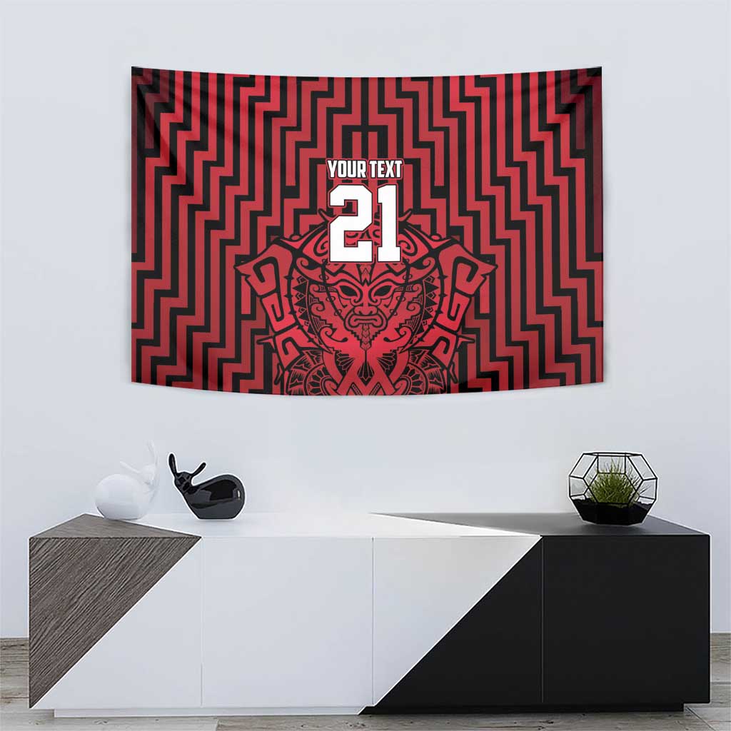 Custom Basketball New Zealand Tapestry Red Maori Ta Moko Indigenous - Aussie Hoodie