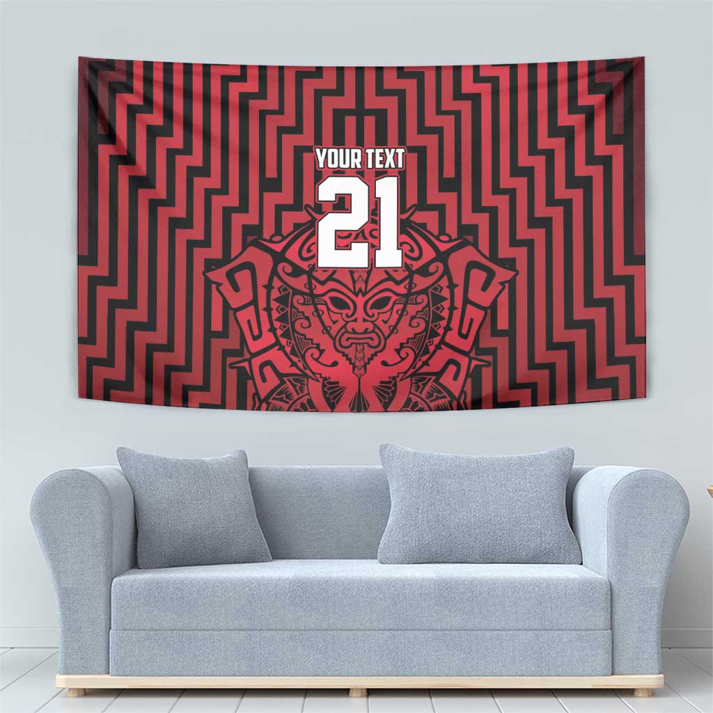 Custom Basketball New Zealand Tapestry Red Maori Ta Moko Indigenous - Aussie Hoodie
