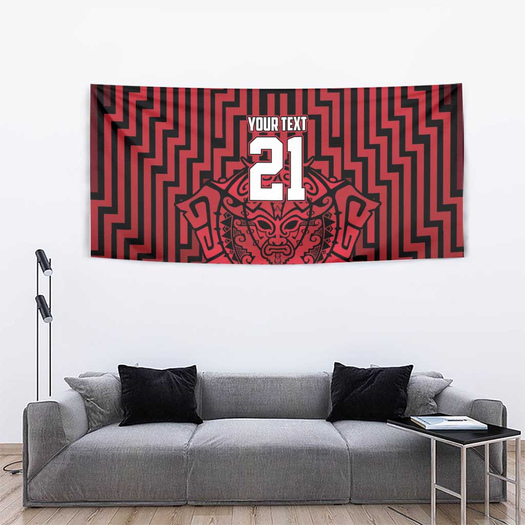 Custom Basketball New Zealand Tapestry Red Maori Ta Moko Indigenous - Aussie Hoodie