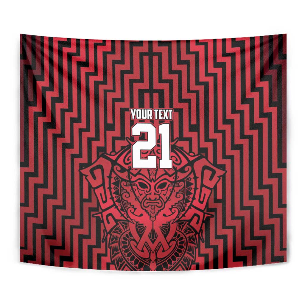 Custom Basketball New Zealand Tapestry Red Maori Ta Moko Indigenous - Aussie Hoodie