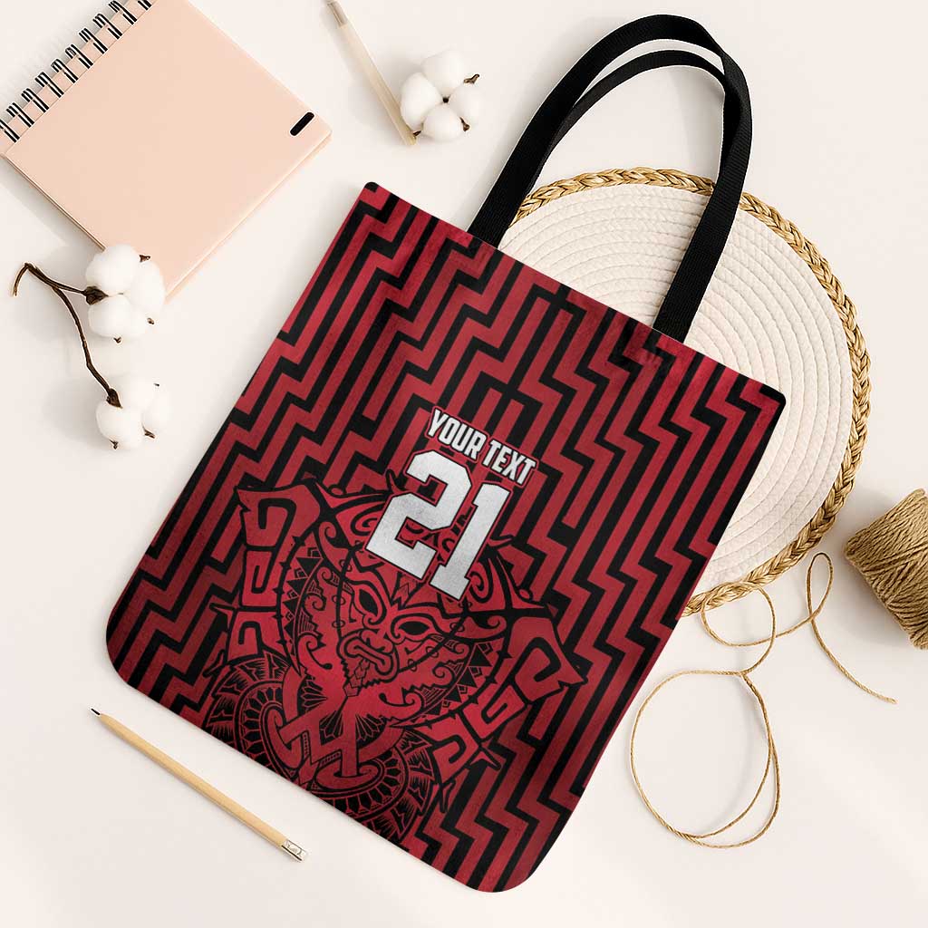 Custom Basketball New Zealand Tote Bag Red Maori Ta Moko Indigenous - Aussie Hoodie