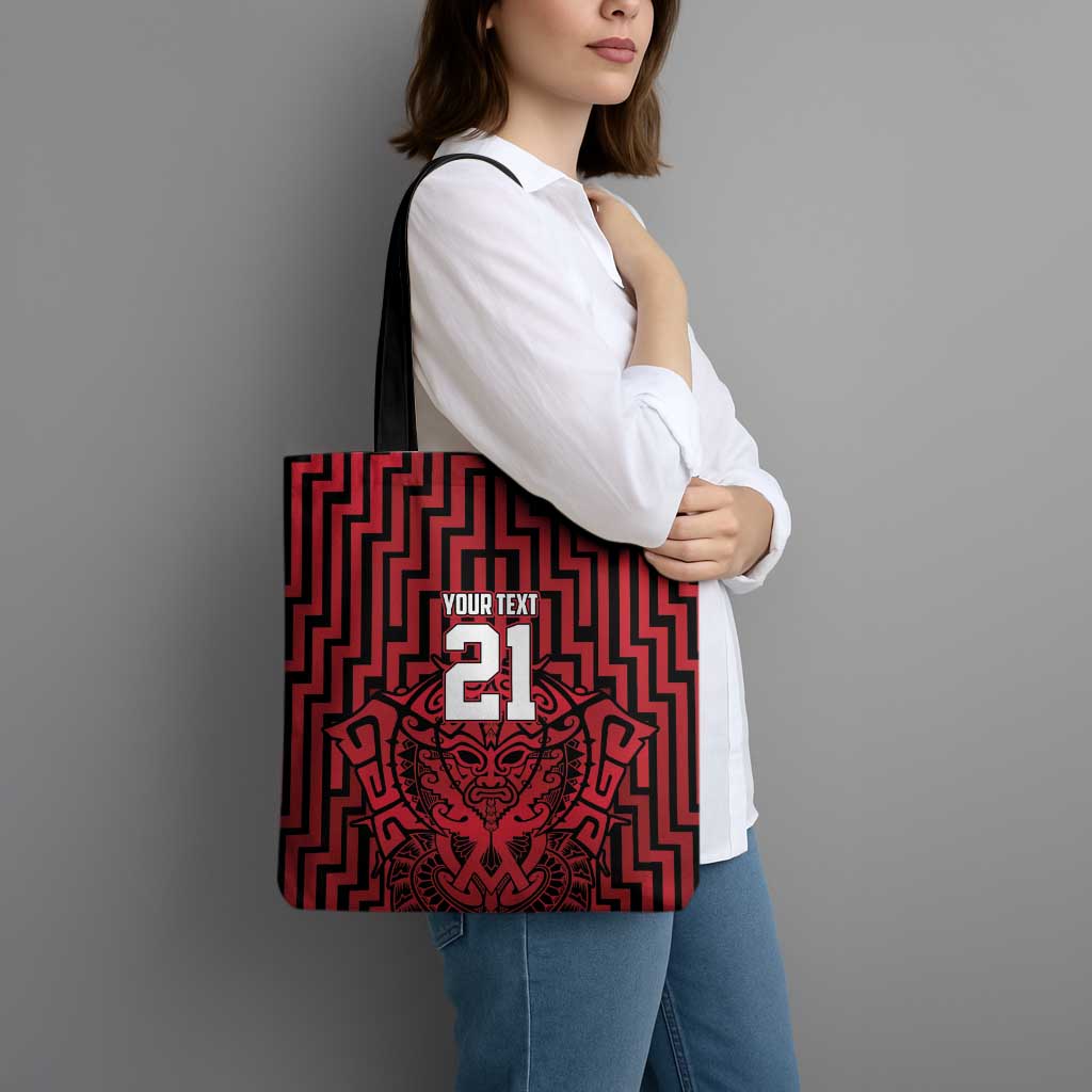 Custom Basketball New Zealand Tote Bag Red Maori Ta Moko Indigenous - Aussie Hoodie