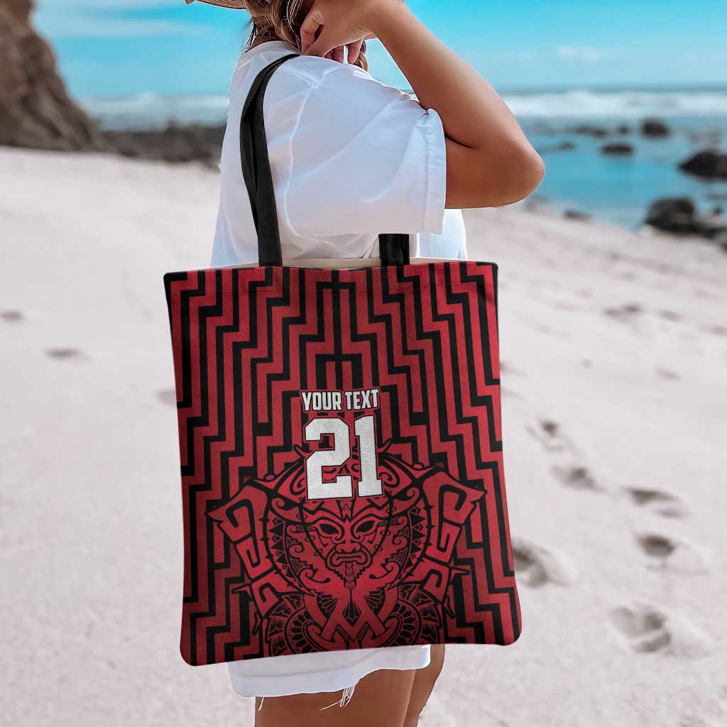 Custom Basketball New Zealand Tote Bag Red Maori Ta Moko Indigenous - Aussie Hoodie