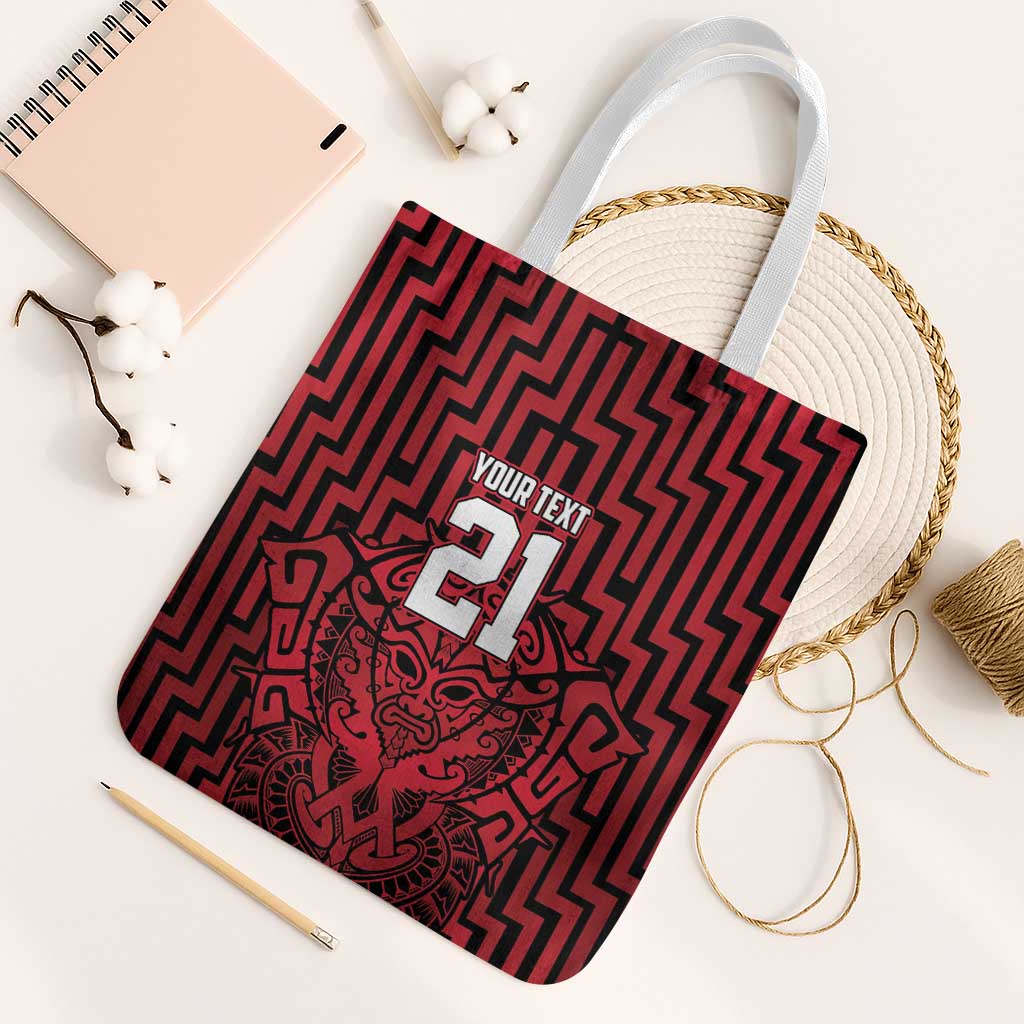 Custom Basketball New Zealand Tote Bag Red Maori Ta Moko Indigenous - Aussie Hoodie