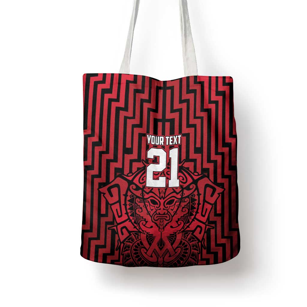 Custom Basketball New Zealand Tote Bag Red Maori Ta Moko Indigenous - Aussie Hoodie