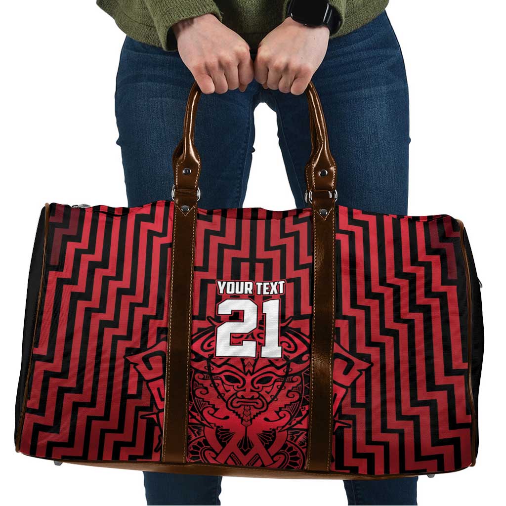 Custom Basketball New Zealand Travel Bag Red Maori Ta Moko Indigenous - Aussie Hoodie