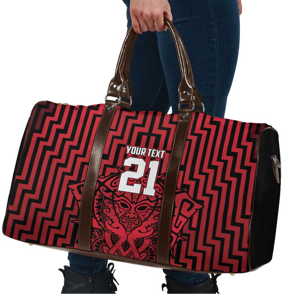 Custom Basketball New Zealand Travel Bag Red Maori Ta Moko Indigenous - Aussie Hoodie