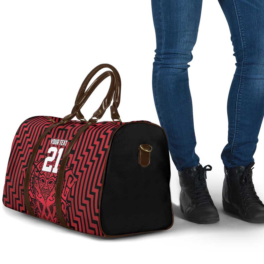 Custom Basketball New Zealand Travel Bag Red Maori Ta Moko Indigenous - Aussie Hoodie