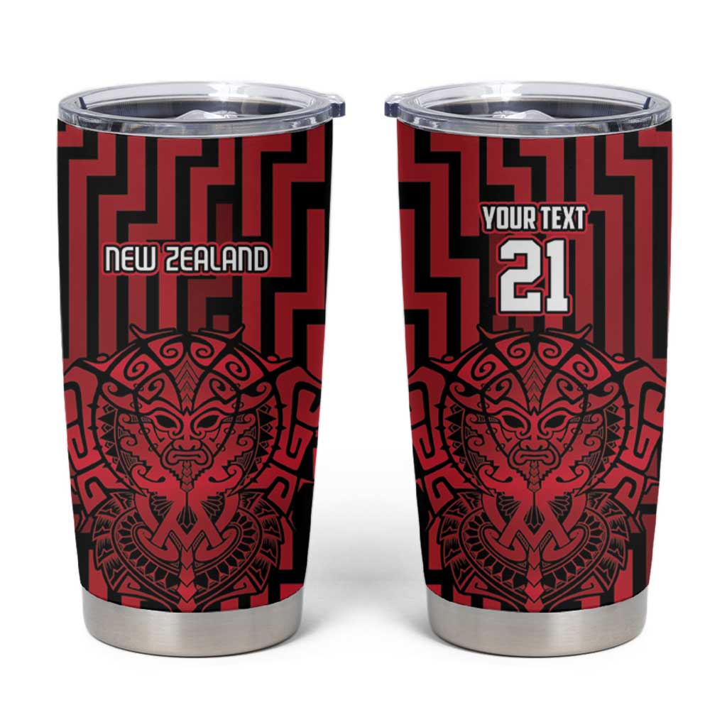 Custom Basketball New Zealand Tumbler Cup Red Maori Ta Moko Indigenous - Aussie Hoodie