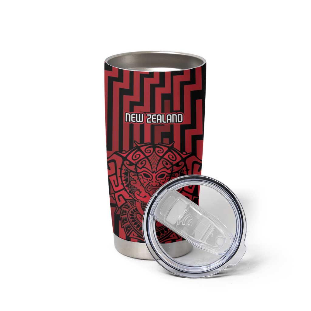 Custom Basketball New Zealand Tumbler Cup Red Maori Ta Moko Indigenous - Aussie Hoodie