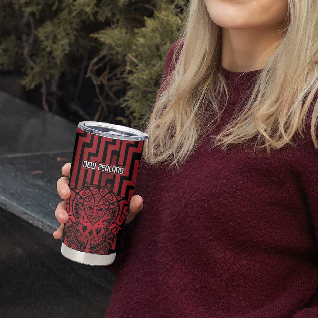 Custom Basketball New Zealand Tumbler Cup Red Maori Ta Moko Indigenous - Aussie Hoodie