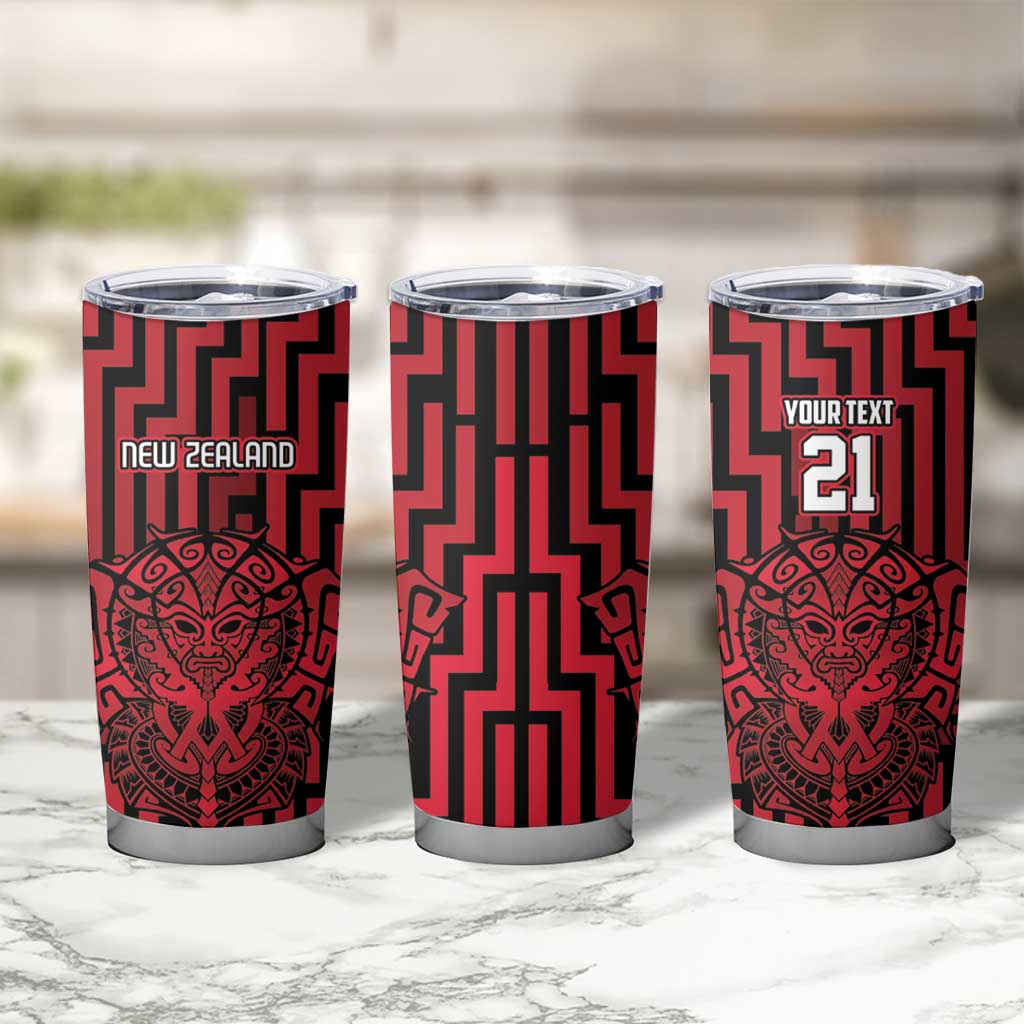Custom Basketball New Zealand Tumbler Cup Red Maori Ta Moko Indigenous - Aussie Hoodie