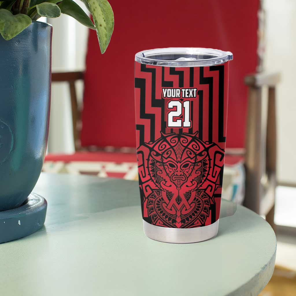 Custom Basketball New Zealand Tumbler Cup Red Maori Ta Moko Indigenous - Aussie Hoodie