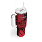 Custom Basketball New Zealand Tumbler With Handle Red Maori Ta Moko Indigenous - Aussie Hoodie