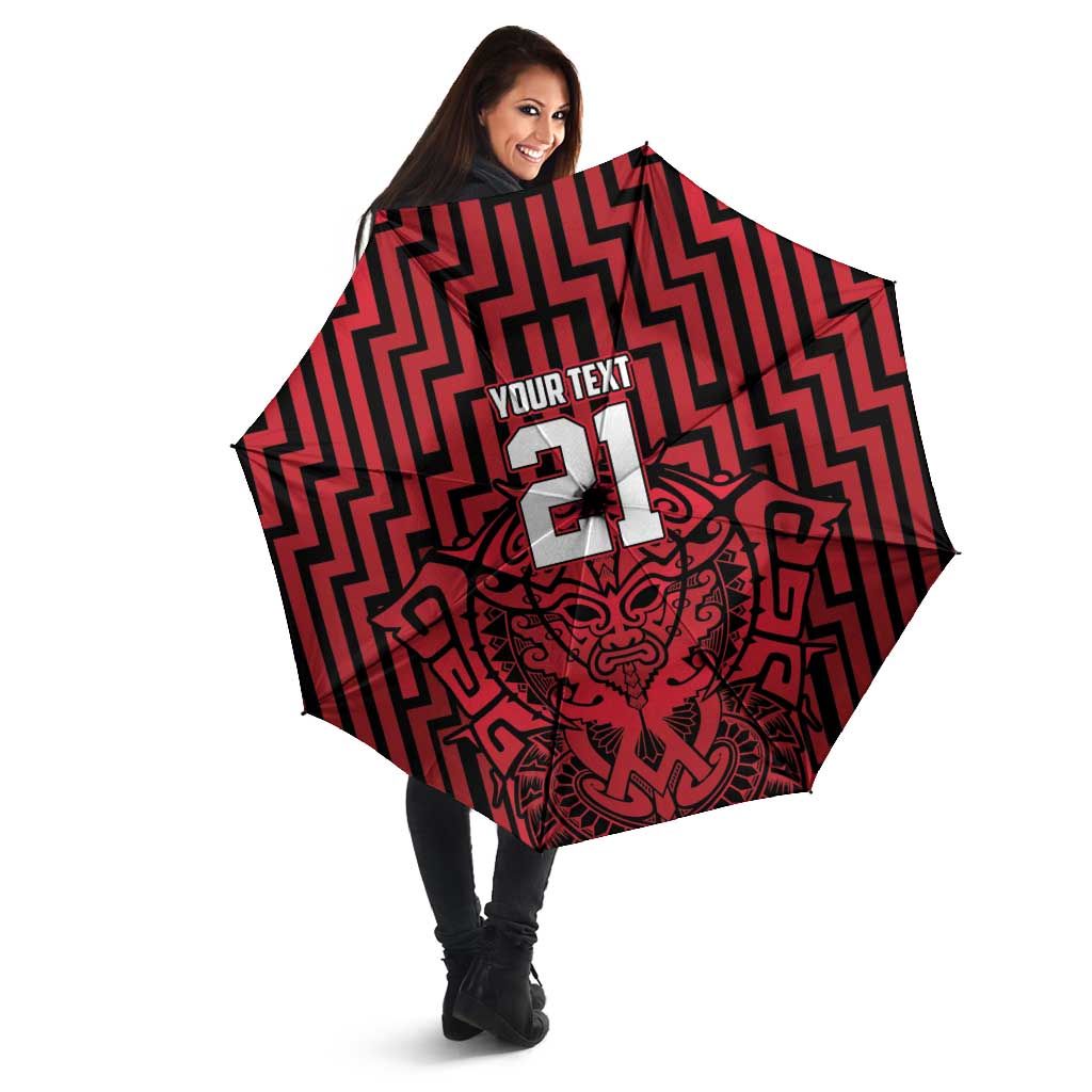 Custom Basketball New Zealand Umbrella Red Maori Ta Moko Indigenous - Aussie Hoodie