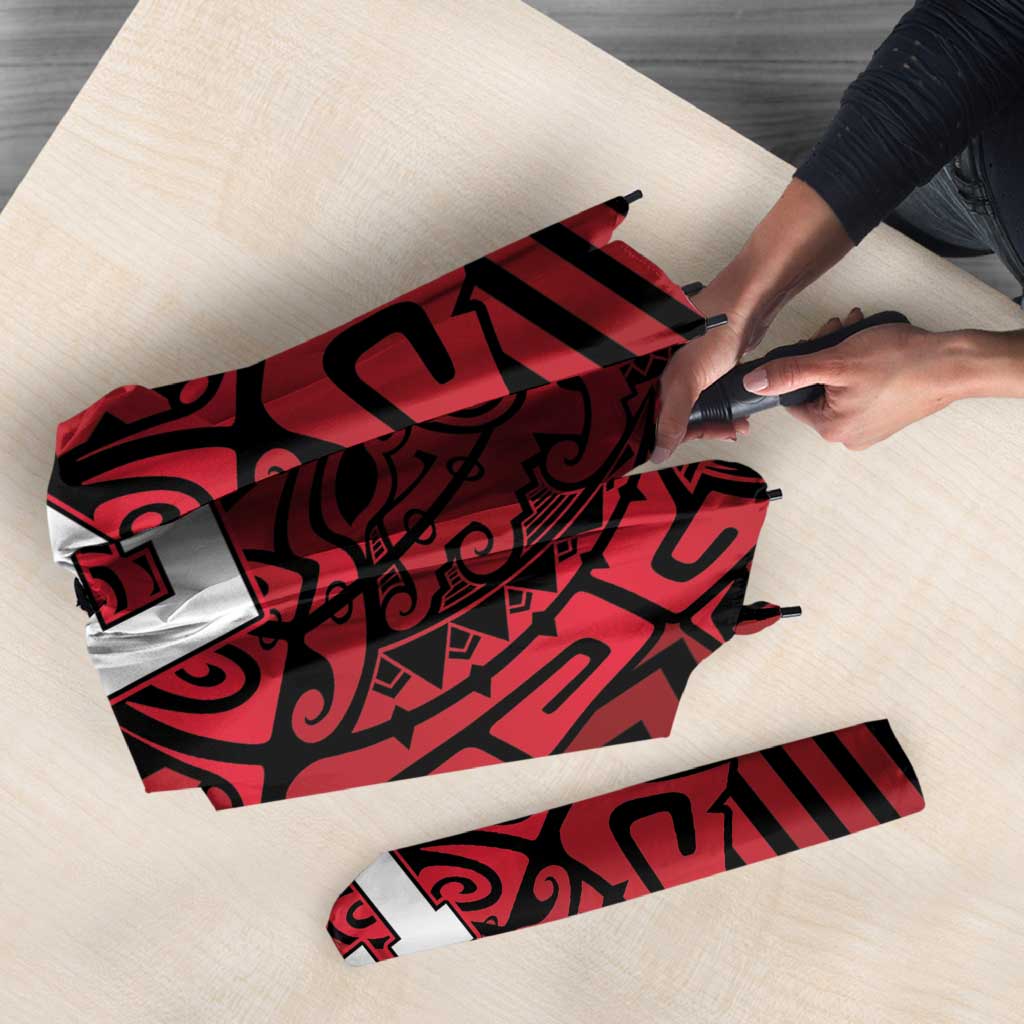 Custom Basketball New Zealand Umbrella Red Maori Ta Moko Indigenous - Aussie Hoodie