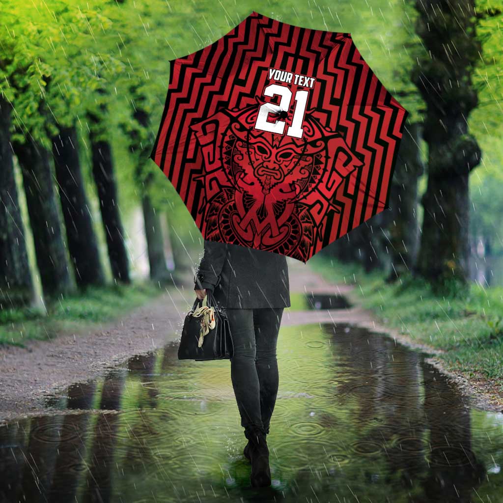 Custom Basketball New Zealand Umbrella Red Maori Ta Moko Indigenous - Aussie Hoodie