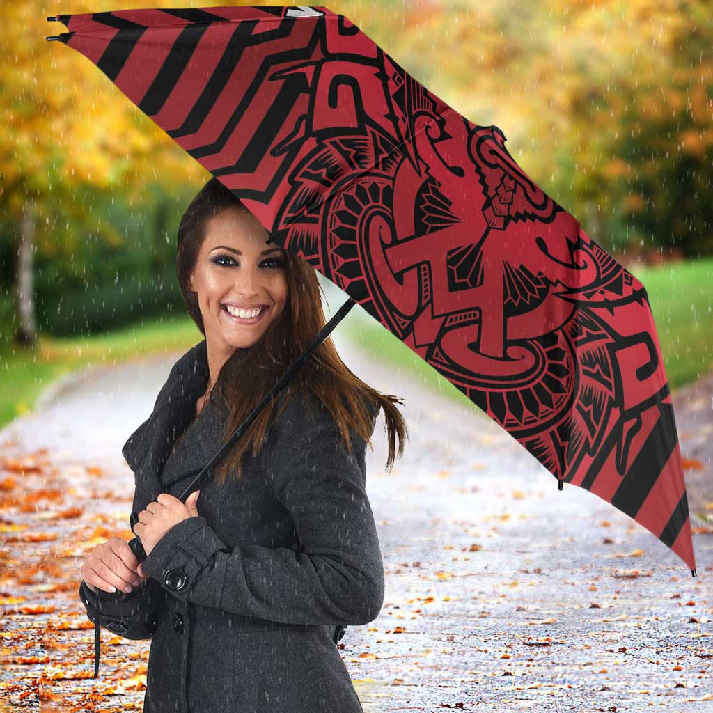 Custom Basketball New Zealand Umbrella Red Maori Ta Moko Indigenous - Aussie Hoodie