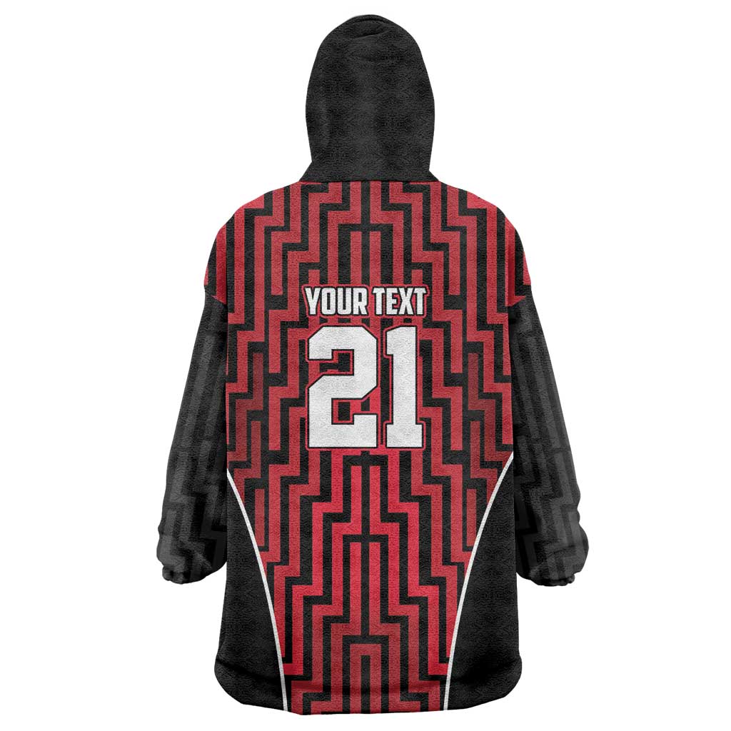 Custom Basketball New Zealand Wearable Blanket Hoodie Red Maori Ta Moko Indigenous - Aussie Hoodie