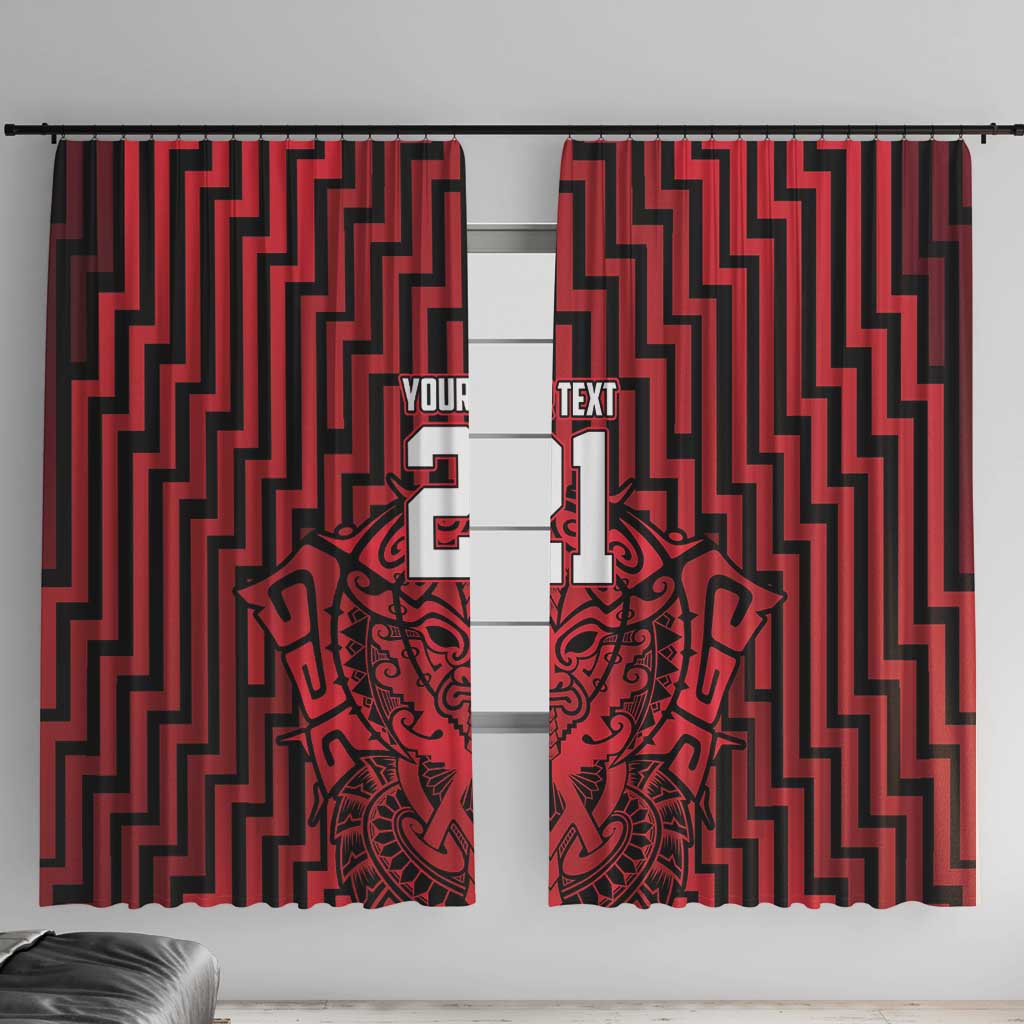 Custom Basketball New Zealand Window Curtain Red Maori Ta Moko Indigenous - Aussie Hoodie
