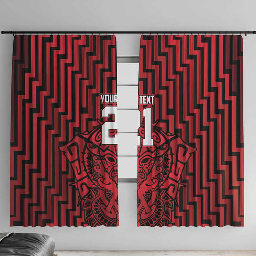 Custom Basketball New Zealand Window Curtain Red Maori Ta Moko Indigenous - Aussie Hoodie