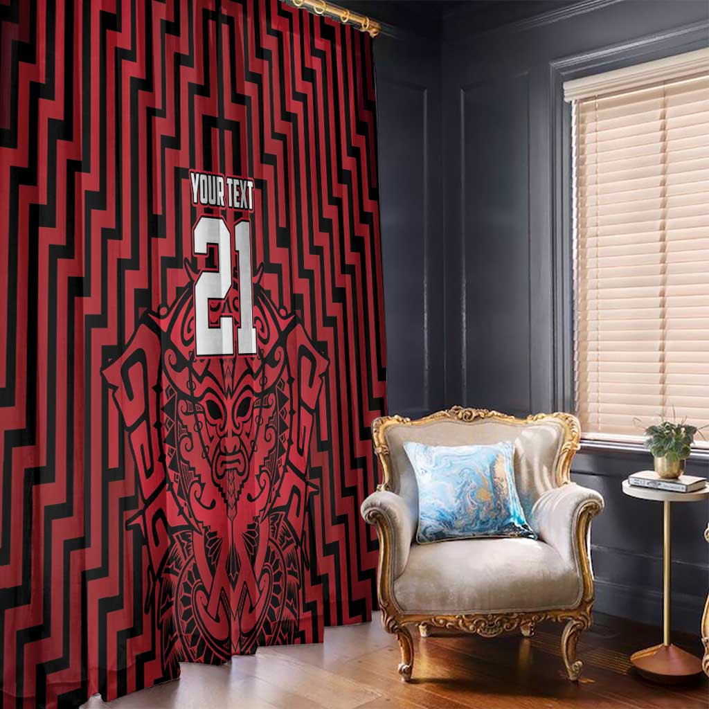 Custom Basketball New Zealand Window Curtain Red Maori Ta Moko Indigenous - Aussie Hoodie