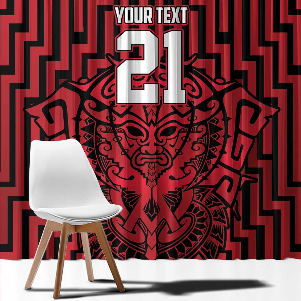 Custom Basketball New Zealand Window Curtain Red Maori Ta Moko Indigenous - Aussie Hoodie