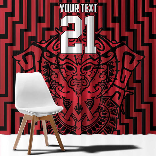 Custom Basketball New Zealand Window Curtain Red Maori Ta Moko Indigenous - Aussie Hoodie