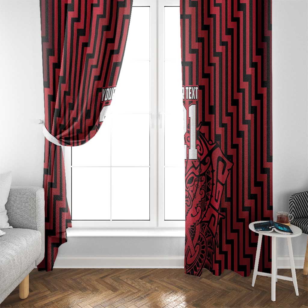 Custom Basketball New Zealand Window Curtain Red Maori Ta Moko Indigenous - Aussie Hoodie
