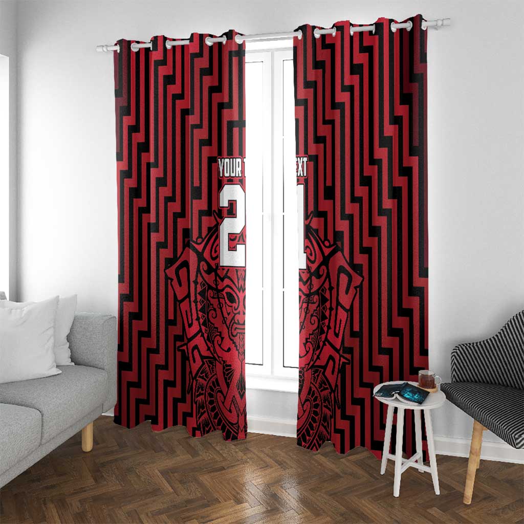 Custom Basketball New Zealand Window Curtain Red Maori Ta Moko Indigenous - Aussie Hoodie