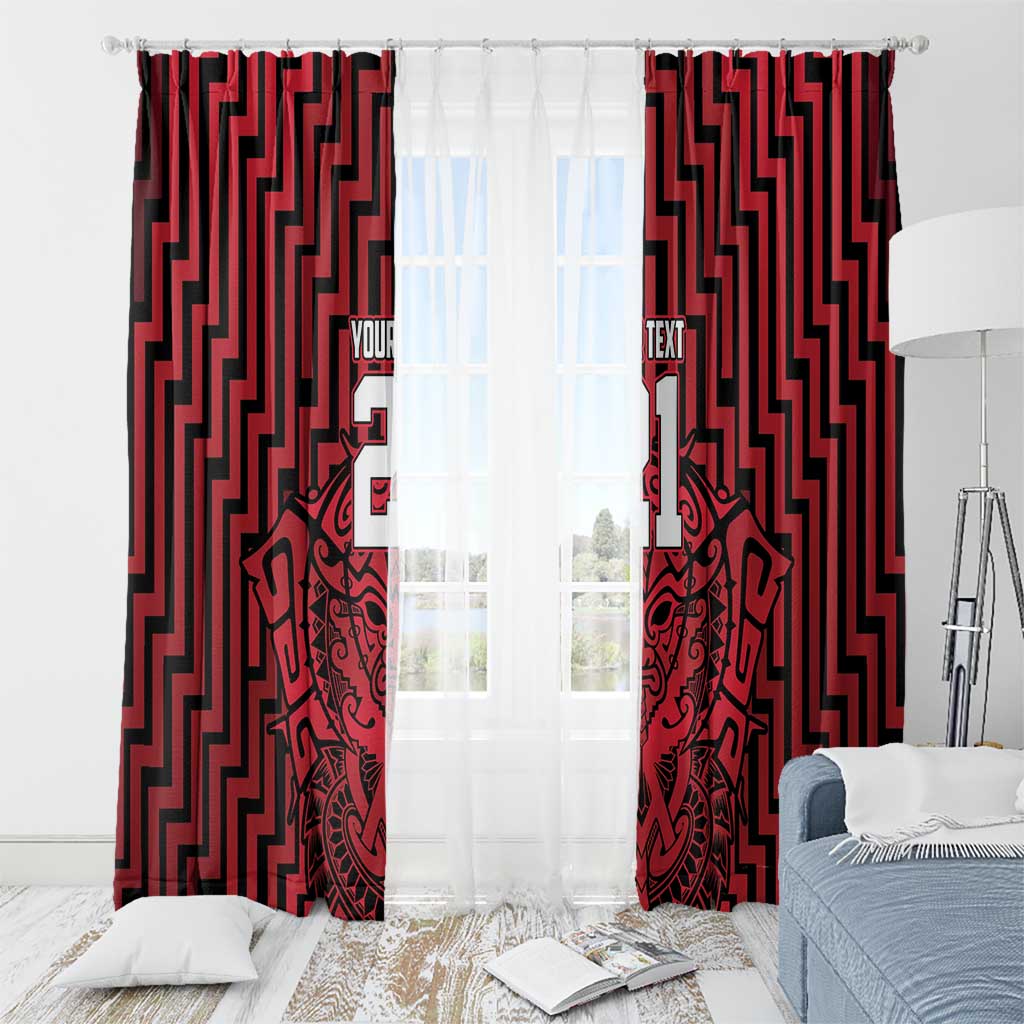 Custom Basketball New Zealand Window Curtain Red Maori Ta Moko Indigenous - Aussie Hoodie