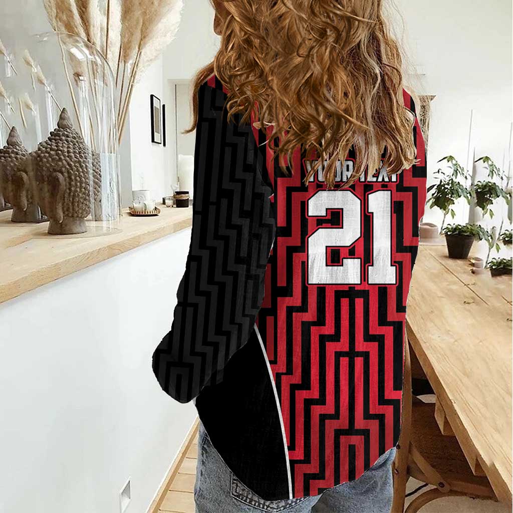 Custom Basketball New Zealand Women Casual Shirt Red Maori Ta Moko Indigenous - Aussie Hoodie