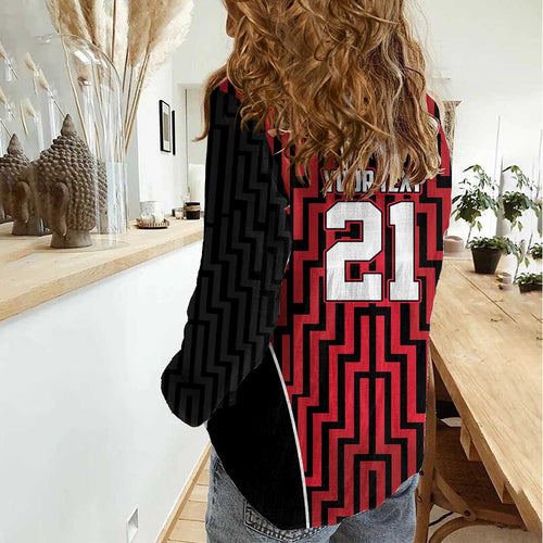 Custom Basketball New Zealand Women Casual Shirt Red Maori Ta Moko Indigenous - Aussie Hoodie