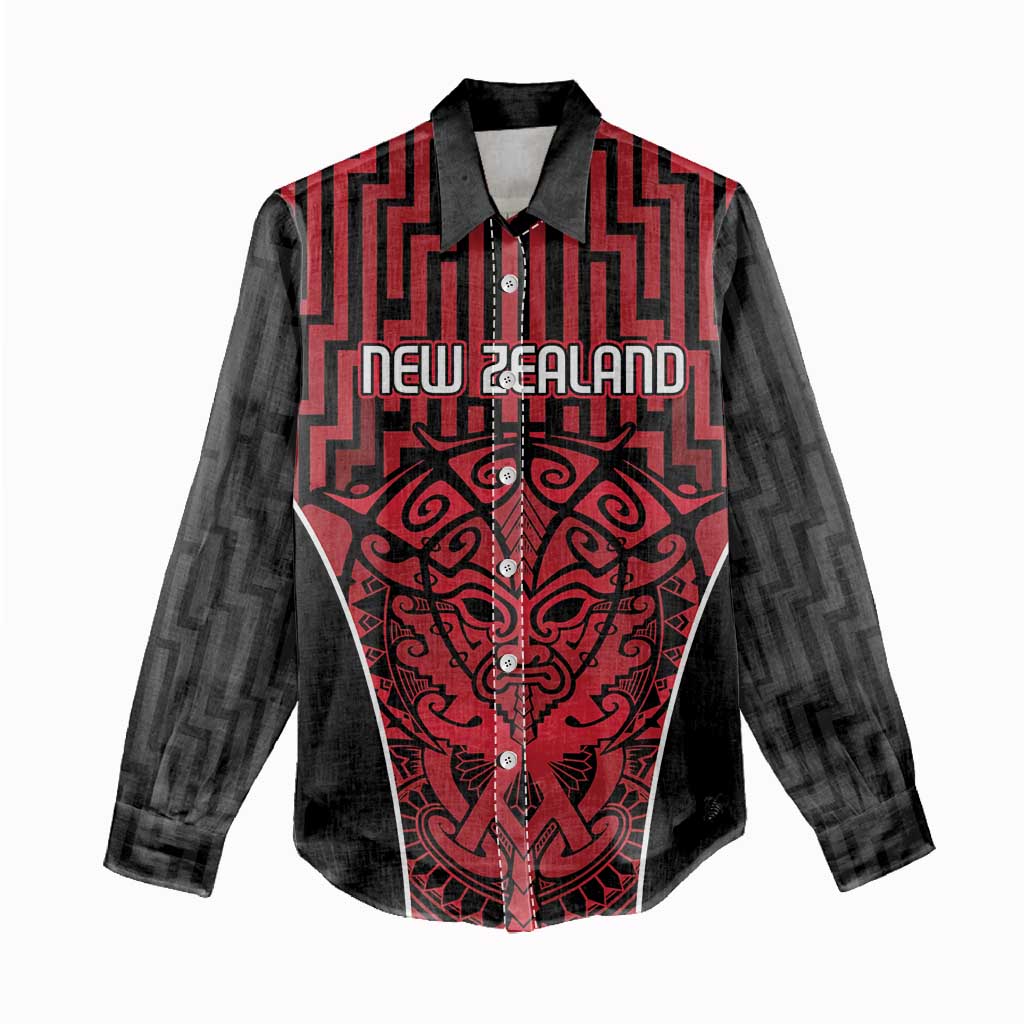Custom Basketball New Zealand Women Casual Shirt Red Maori Ta Moko Indigenous - Aussie Hoodie