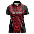 Custom Basketball New Zealand Women Polo Shirt Red Maori Ta Moko Indigenous - Aussie Hoodie