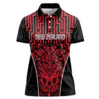 Custom Basketball New Zealand Women Polo Shirt Red Maori Ta Moko Indigenous - Aussie Hoodie