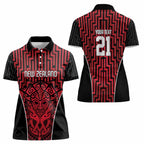 Custom Basketball New Zealand Women Polo Shirt Red Maori Ta Moko Indigenous - Aussie Hoodie