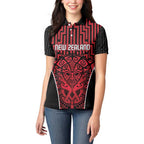 Custom Basketball New Zealand Women Polo Shirt Red Maori Ta Moko Indigenous - Aussie Hoodie