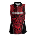 Custom Basketball New Zealand Women Sleeveless Polo Shirt Red Maori Ta Moko Indigenous - Aussie Hoodie