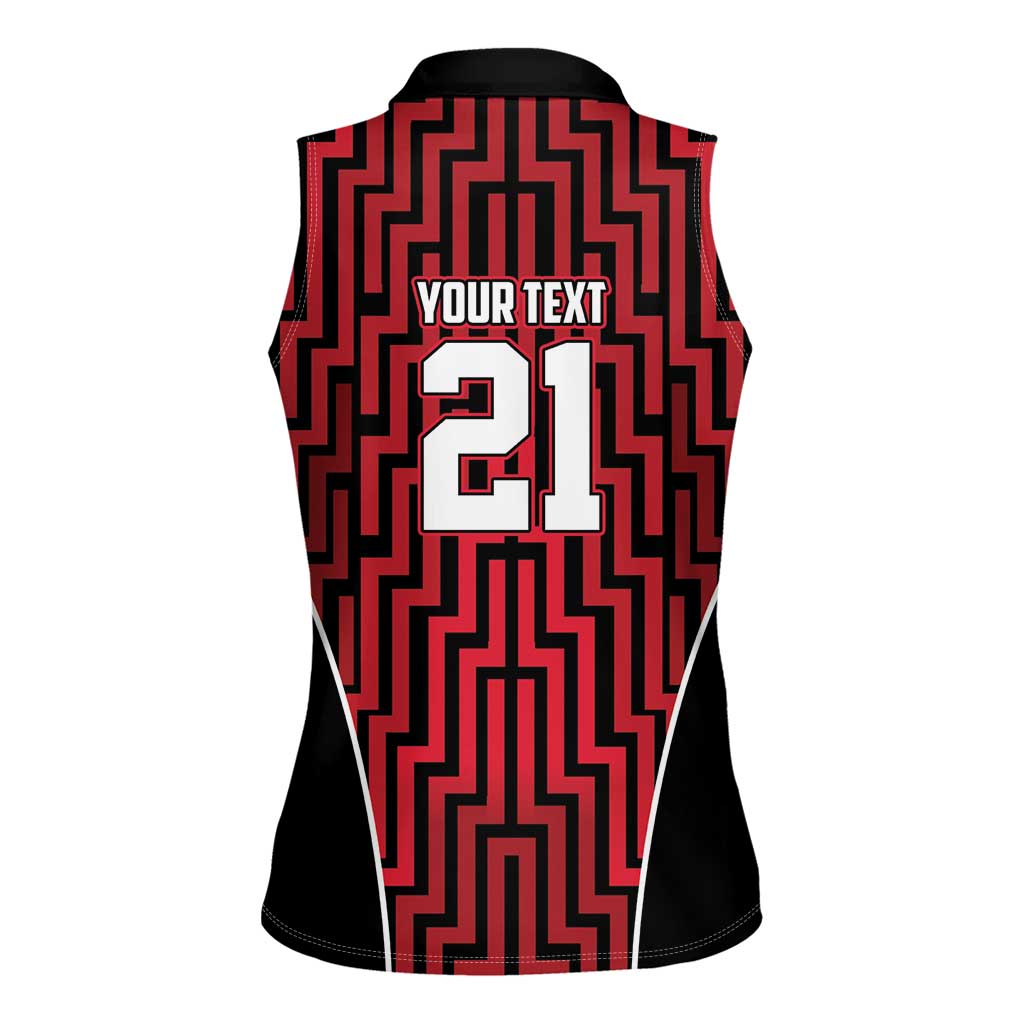 Custom Basketball New Zealand Women Sleeveless Polo Shirt Red Maori Ta Moko Indigenous - Aussie Hoodie
