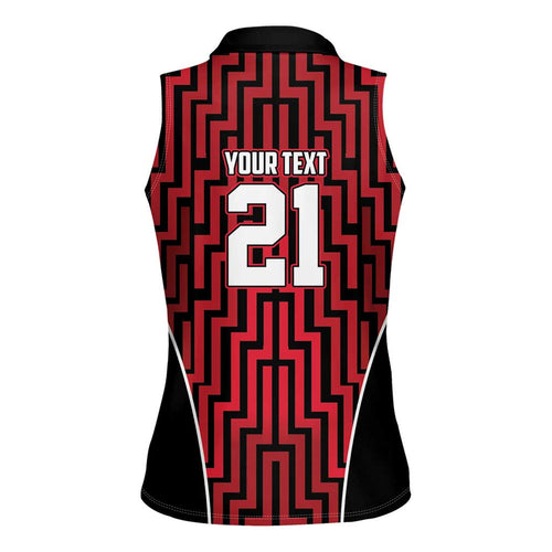 Custom Basketball New Zealand Women Sleeveless Polo Shirt Red Maori Ta Moko Indigenous - Aussie Hoodie