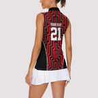 Custom Basketball New Zealand Women Sleeveless Polo Shirt Red Maori Ta Moko Indigenous - Aussie Hoodie