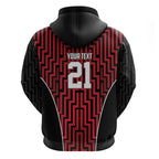 Custom Basketball New Zealand Zip Hoodie Red Maori Ta Moko Indigenous - Aussie Hoodie